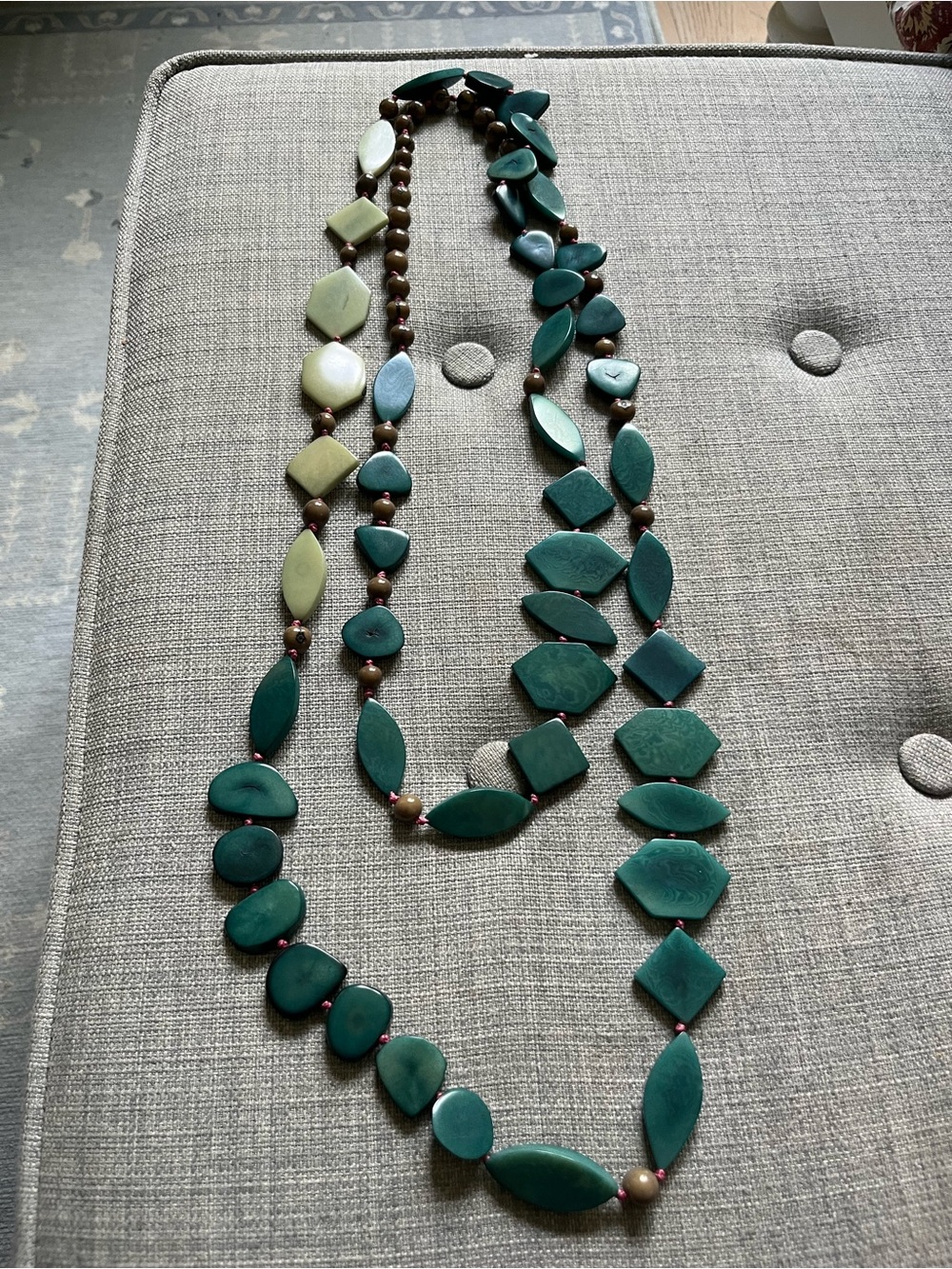 Noonday Collection Green Polished Tagua Nut Bead Layered Necklace